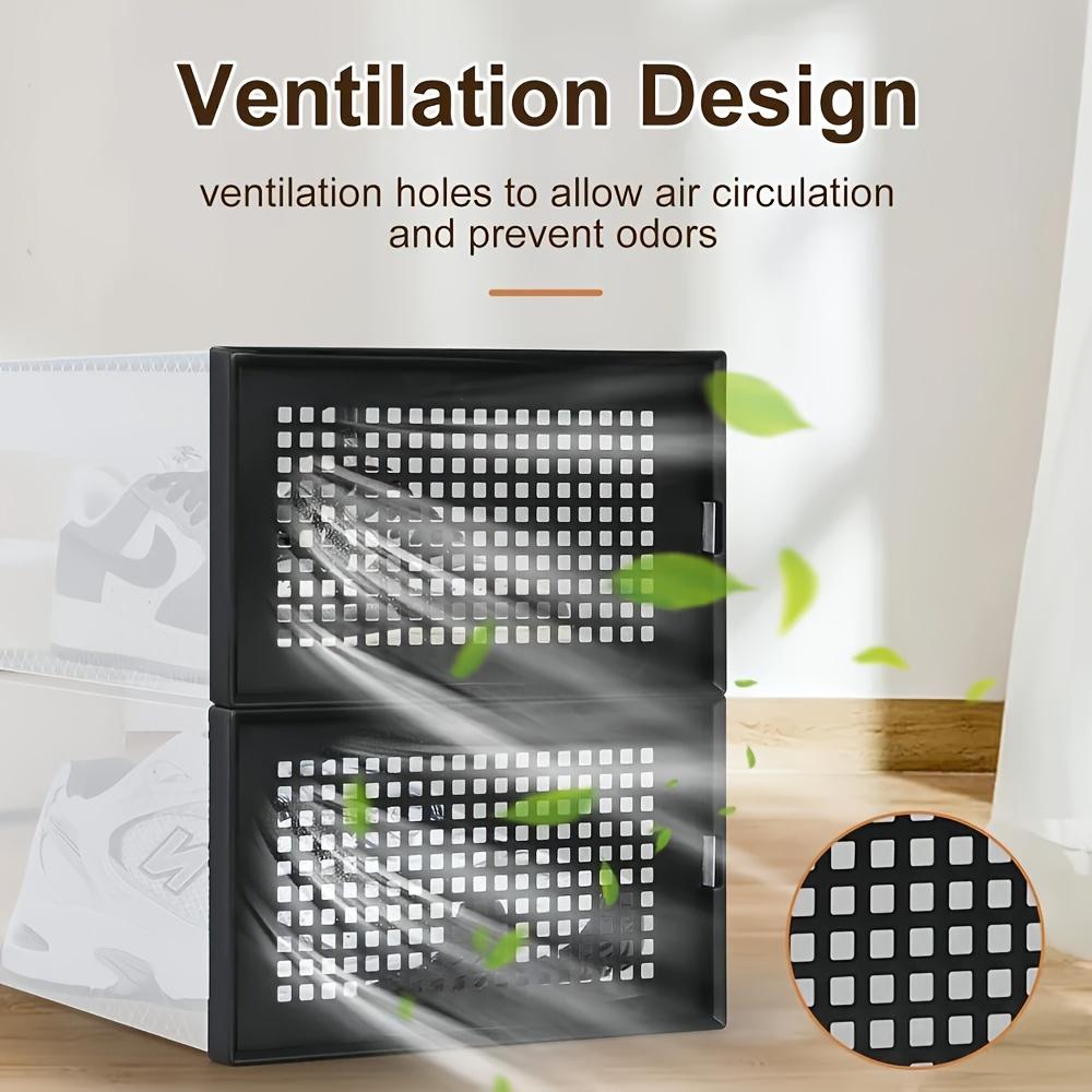 2026 new stackable transparent shoe box 6 packs gray space-saving household storage storage box