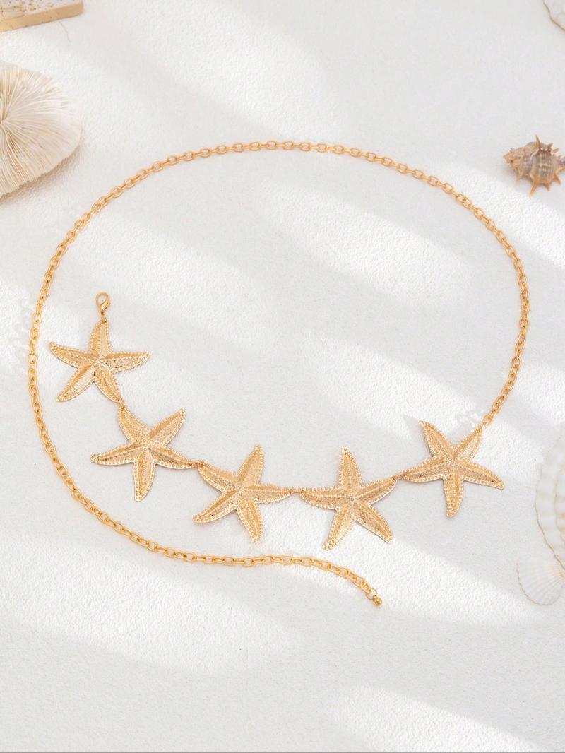 Women's Starfish Design Waist Chain, Boho Style Body Jewelry for Beach Vacation, Fashion Accessories for Party, Daily Clothing Decor