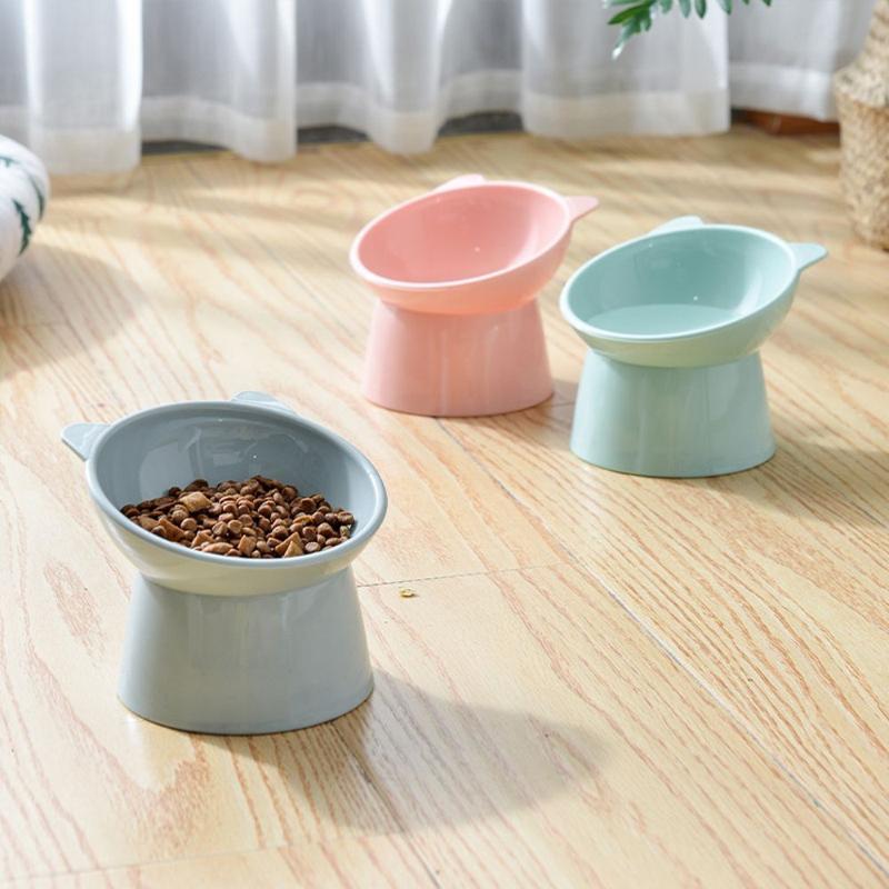 Elevated Tilted Ceramic Cat Bowl, Non-Slip Pet Bowl with Detachable Stand, Neck-Protecting Slanted Design, Anti-Choke & Anti-Spill, Food-Grade Safe & Durable, Ideal for Cats, Dogs, Kittens, Puppies, Rabbits, Indoor, Outdoor & Travel Use