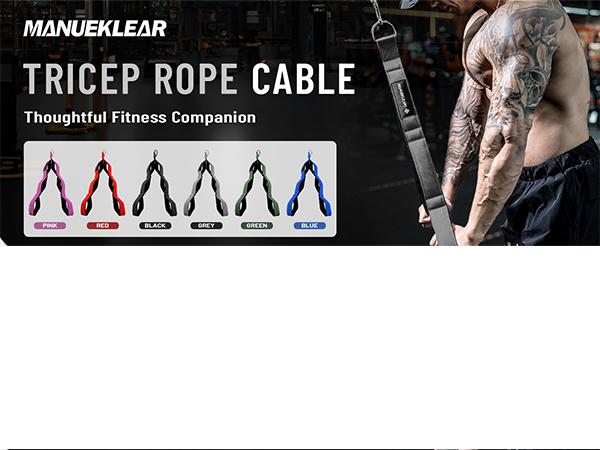 MANUEKLEAR Tricep Rope Cable Attachment Handles, Greater Range of Motion, Tricep Pull Down Rope for Push Downs, Crunches, Facepulls for Professional Gym