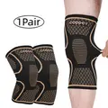 2 Pack Copper Compression Knee Sleeves, Knee Supporter, High-Elasticity Anti-Slip Breathable Knit Support for Sports, Running, Fitness and Basketball, Injury Prevention Gift, Basketball Gear, Compression Sleeve for Knee Pain