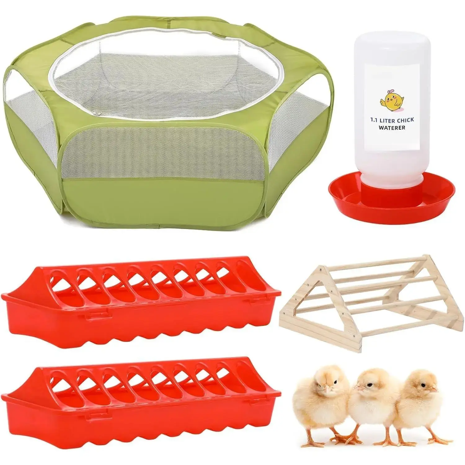 Brooding Pen Chick Starter Kit Set with Perch, 15-Capacity Home Storage Box for Ducklings, Quail
