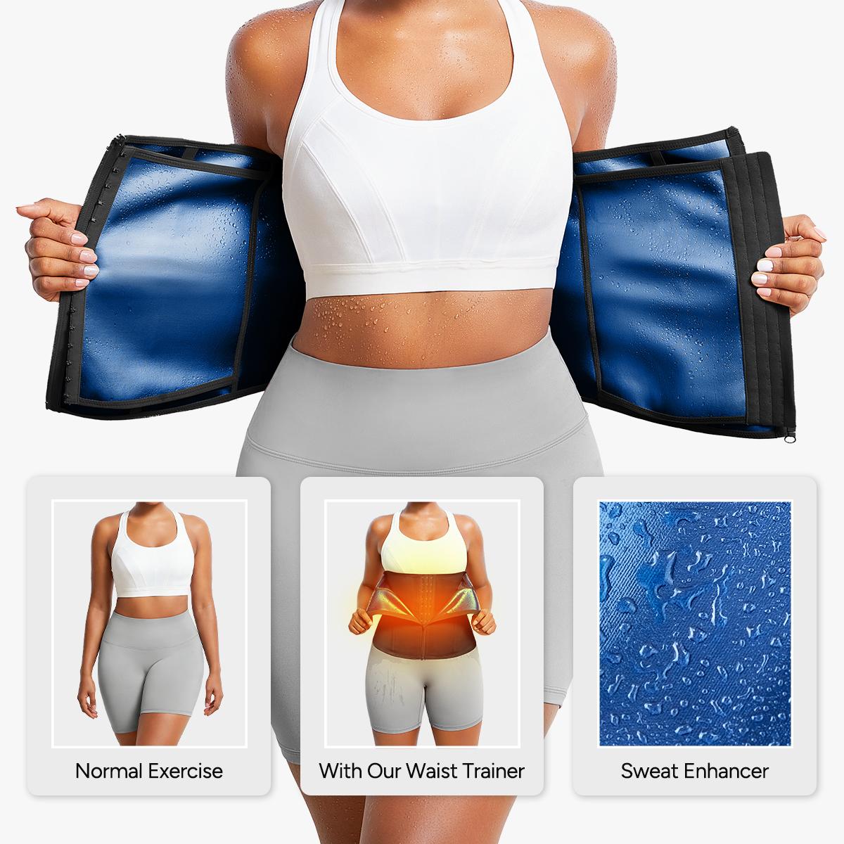 Nebility Women's Minimalist Casual Basic Gym Sauna Sweat Enhancing Daily Shapewear Women Comfort Belt Closure Fajas Bodysuit Lady Womenswear Corset Waist Shaping Shapewear Workout Compression Firm Tummy Control Corset Waist Shaping