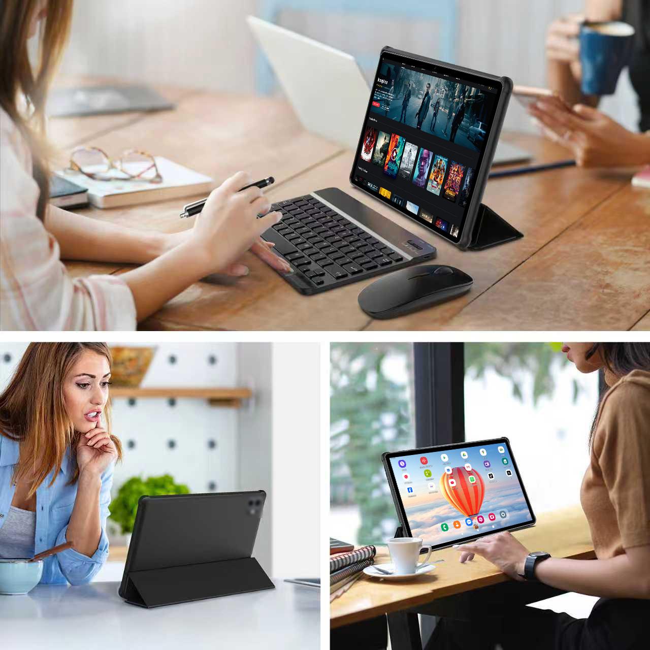 10.1 Inch Android 14 Tablet PC, 8GB RAM (4GB + 4GB Extend), 128GB Storage (64GB + 64GB Extend), Dual Cameras, Keyboard Included, Tablet With Keyboard