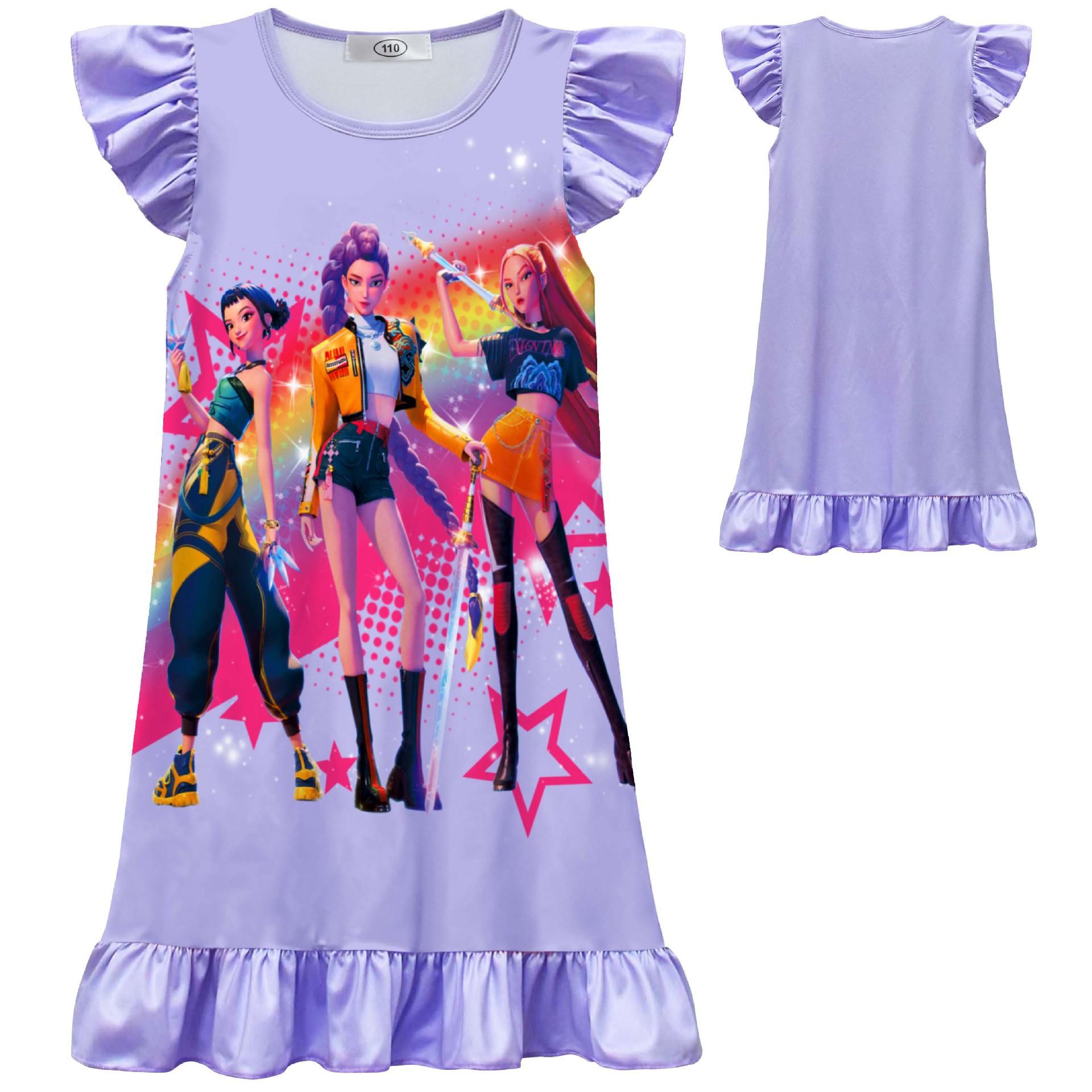 Girls Casual Dress Novetly Dresses Cartoon Nightdress Print Top