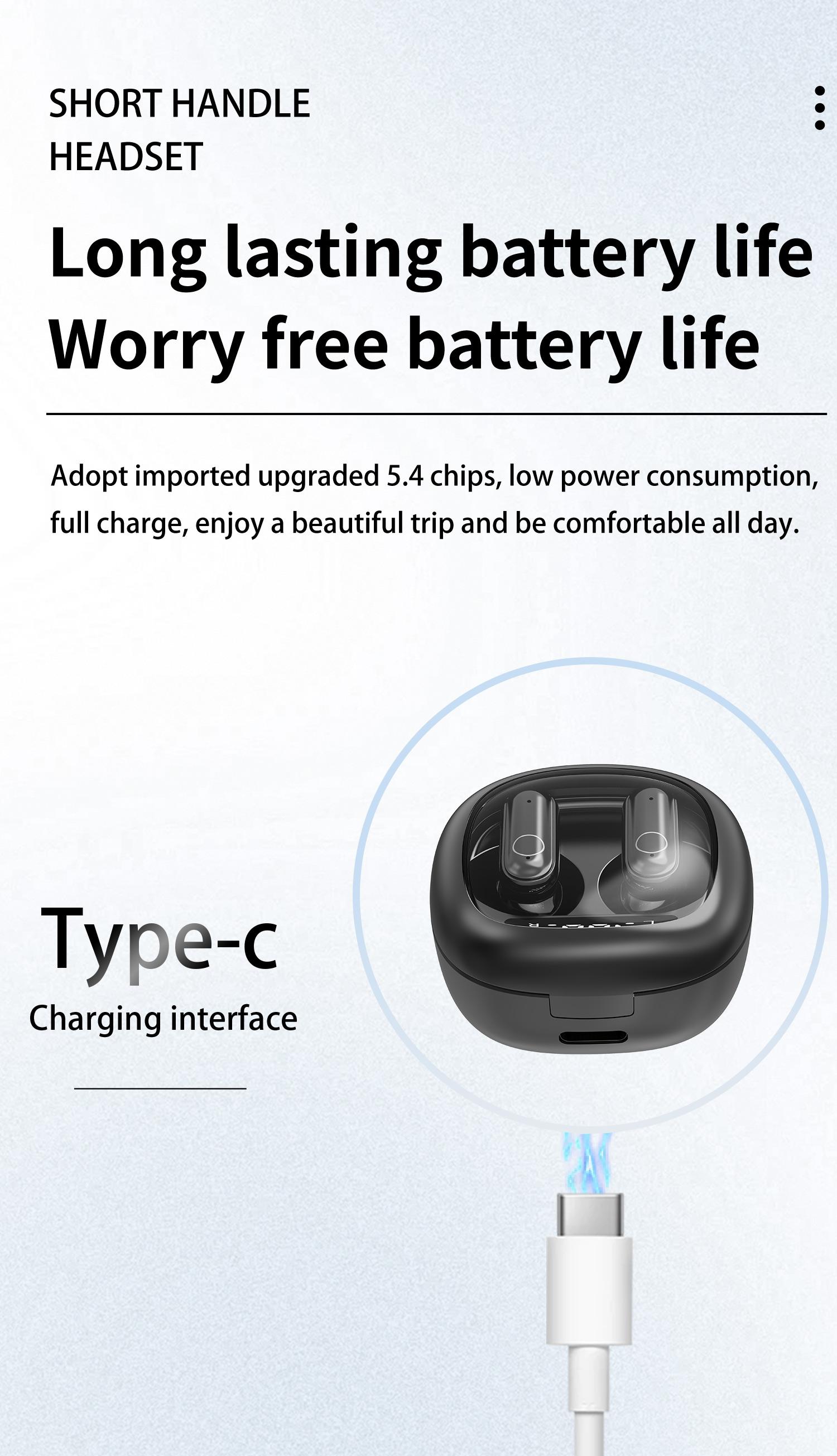 H.L.WALK-D Wireless Wireless Headphones，Tiny Size Earbuds，Waterproof Headsets，With Mic，Sleep and Sports Earphones Set, Short Handle Design，for Work Sport Sleeping