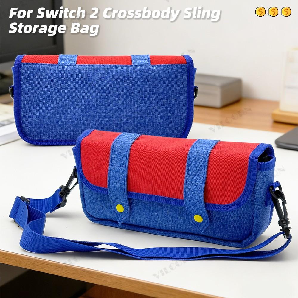 Switch2 Crossbody Bag, Game Style Carrying Case with 8 Card Slots, Large Capacity Protective Storage Pouch for Nintendo Switch2 Accessories