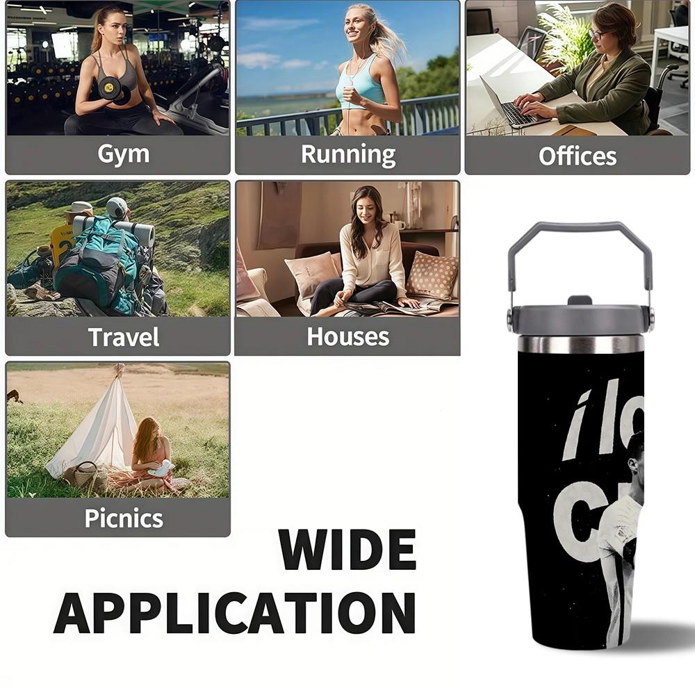 1pc 30oz stainless steel large-capacity car water bottle, Number 7 jersey Pattern，for Cristiano Ronaldo fans.for football enthusiasts. various patterns to choose from, fan gift, Outdoor camping Coffee Cups & Mugs