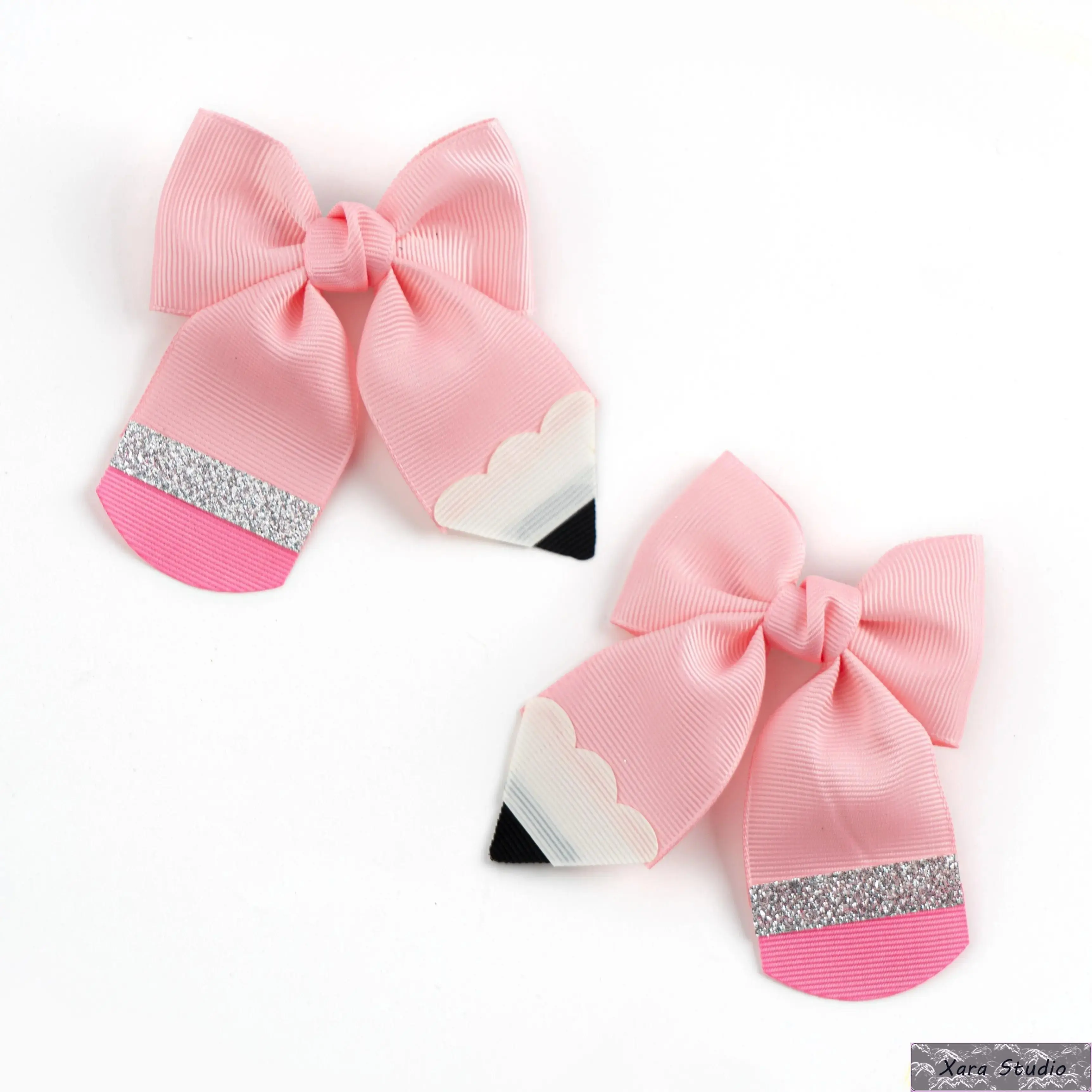 2-Pack Cute Pencil Hair Bows for Girls, Preppy Back to School Hair Accessories with Grosgrain Ribbon Alligator Clips, School Theme Bow Barrettes with Secure Hold Design, Kawaii Kids Hair Clips for Daily Wear, Classroom, Party & Gift Ideas