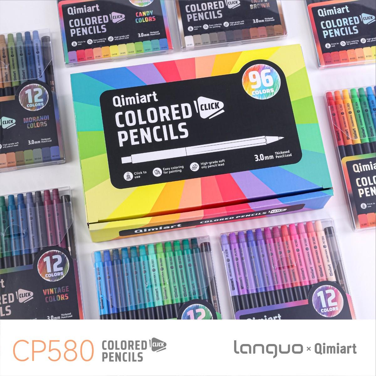 12 Color/96 Erasable Clicker Colored Pencils Set, Long-Lasting Writing, No Sharpening Needed, Student Drawing Art Supplies