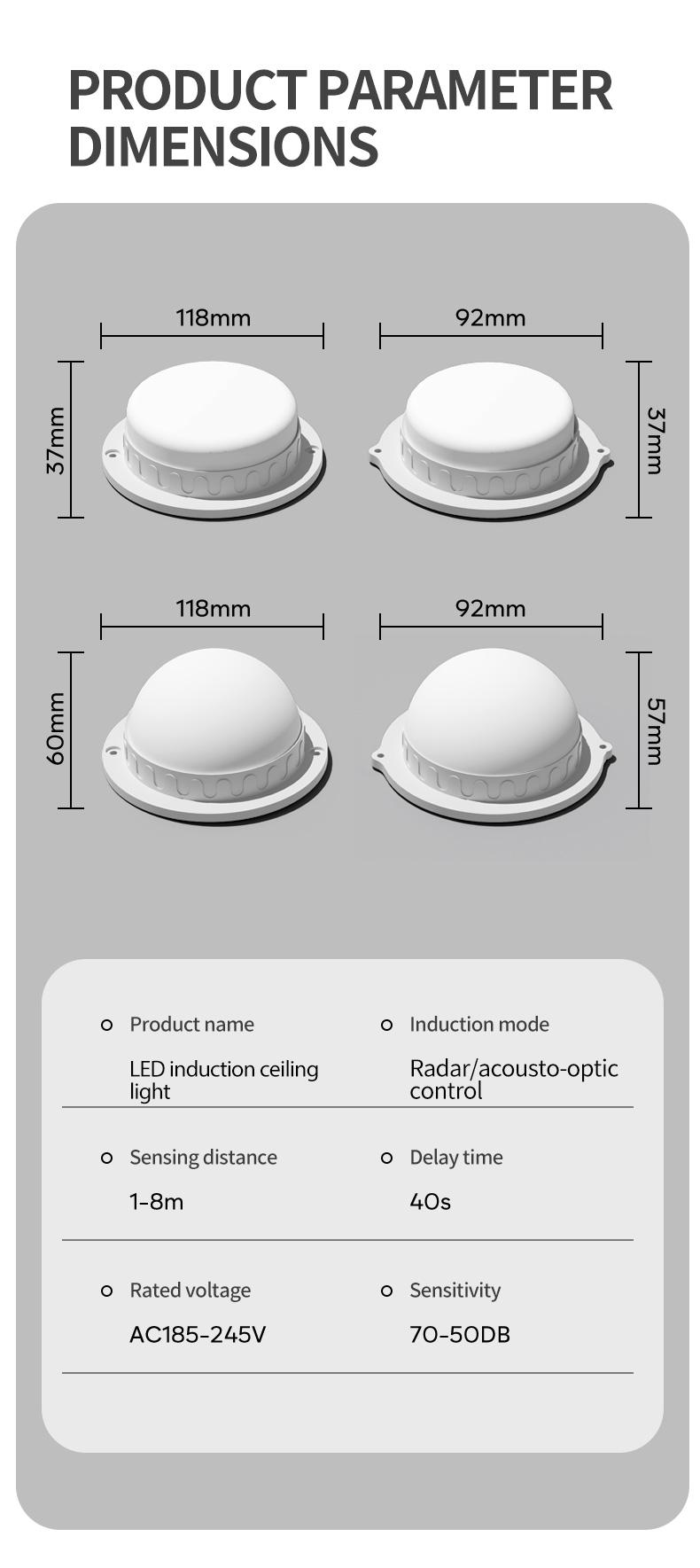 Smart LED Voice-Controlled Light, Public Hallway Corridor Home Radar High Sensitivity Sound-Light Sensor Integrated Lamp