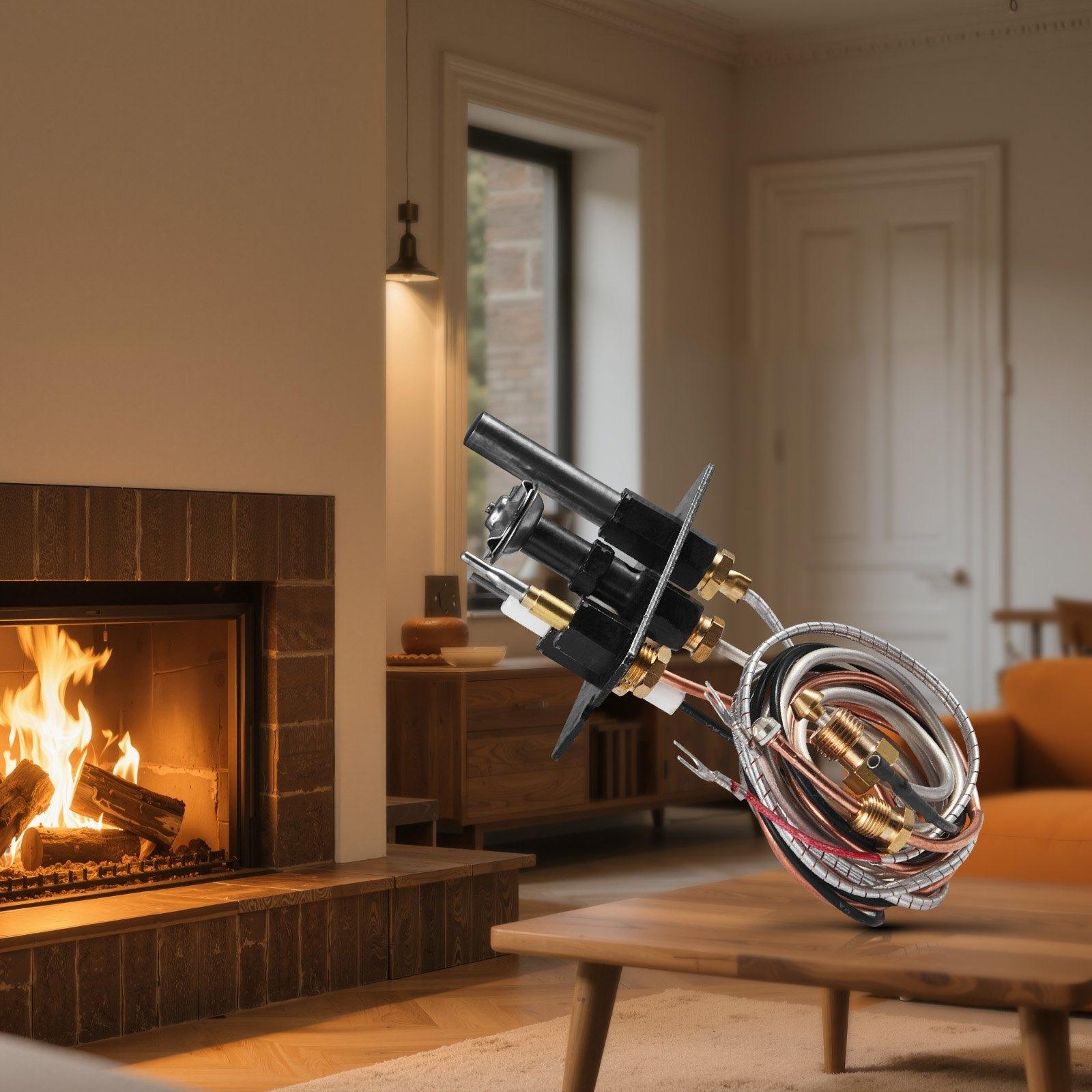 fathersdaygift VEVOR Gas Pilot Assembly, OE 69L17, 69L1701, 904405, J4117, 108084-02 Fireplace Gas Pilot Assembly Kit, Natural Gas Ignition Replacement, Compatible with Lennox, Superior, Astria Models, Black