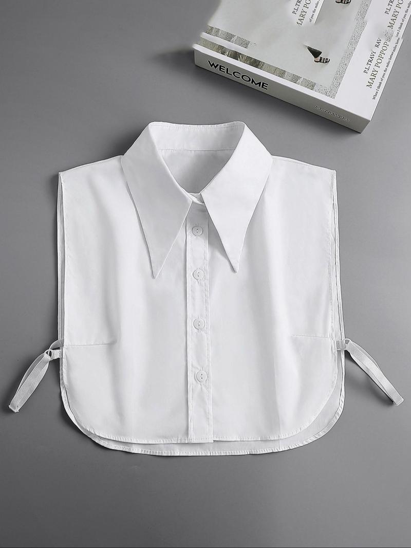 Women's Elegant Button Design Fake Collar, Spring & Fall Woven Fabric Neck Cover, Versatile Shirt Sweater Pullover Accessory