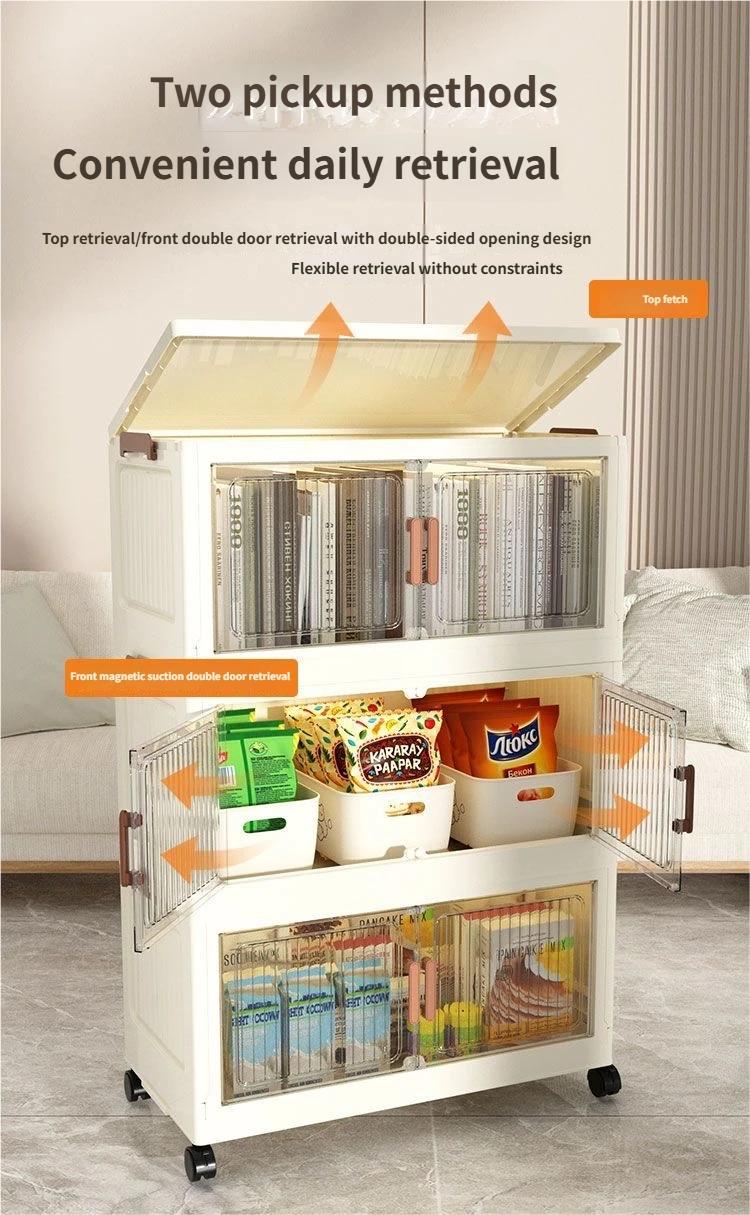 Foldable Storage Cabinet for Home Use, Wardrobe, Clothes Organizer, Toy Snack Display Rack, Multi-Purpose Storage Shelf