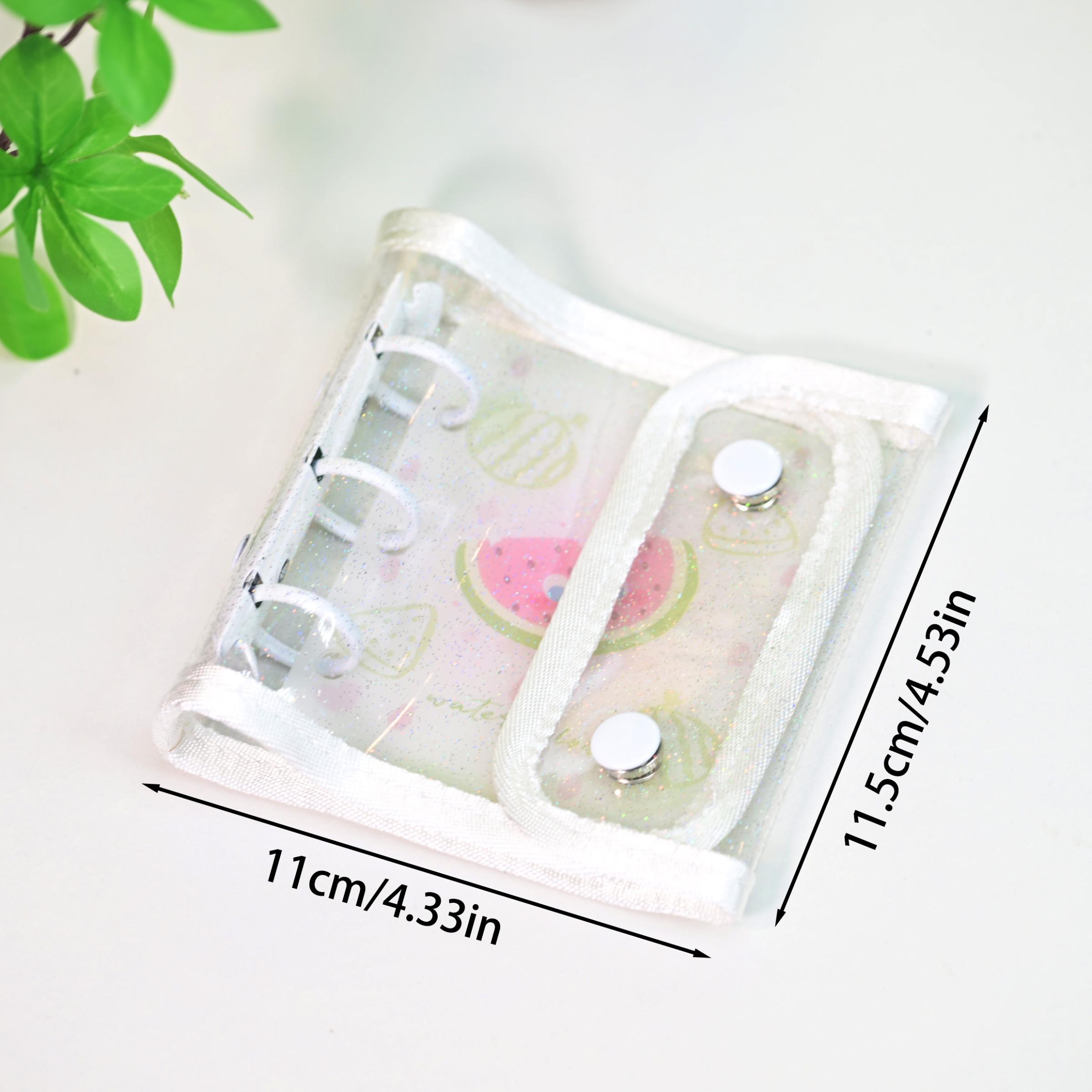 Mini Three-Hole Bound Photo Album Set, Dual Button Macaron Series Binder Cover + 10 Laser Star Single-Cell Two-Sided Pockets