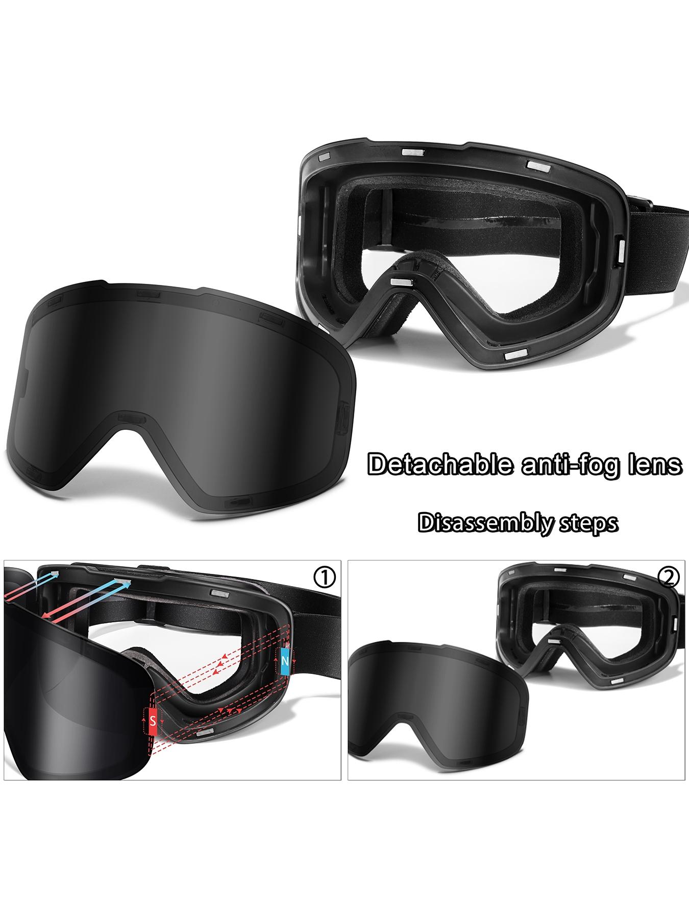 Ski Goggles with Uv400 Protection, Anti-Fog, Interchangeable Magnetic Lenses, OTG-Friendly, Frameless Design, Snowboarding Gear for Men & Women