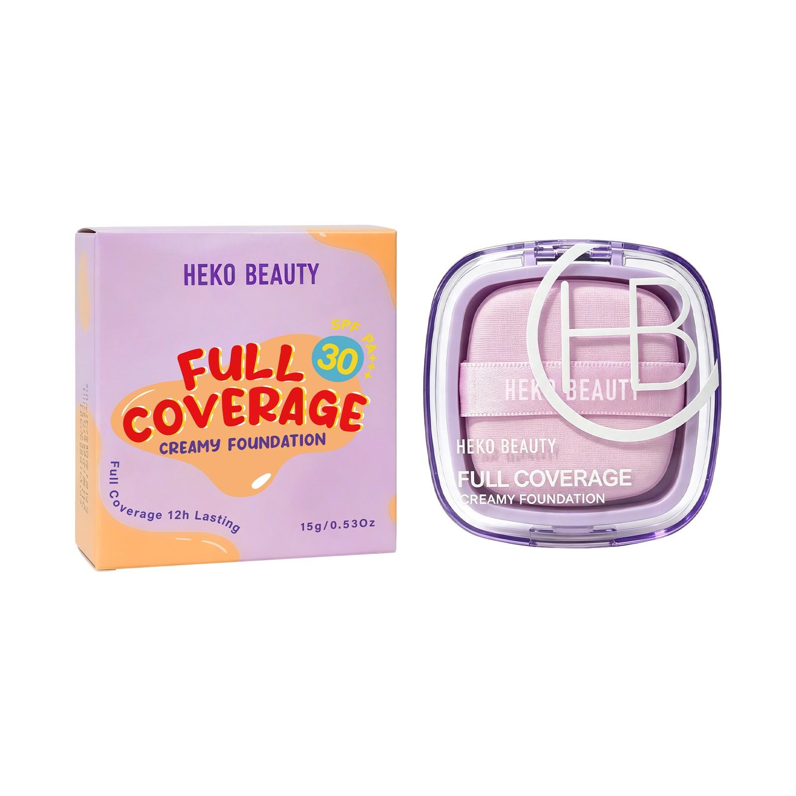 Heko Beauty Cream Foundation, Moisturizing Makeup Foundation, High Coverage Long-Lasting, Waterproof Sweatproof, Poreless, Three Colors Available, 15g, 1 Piece