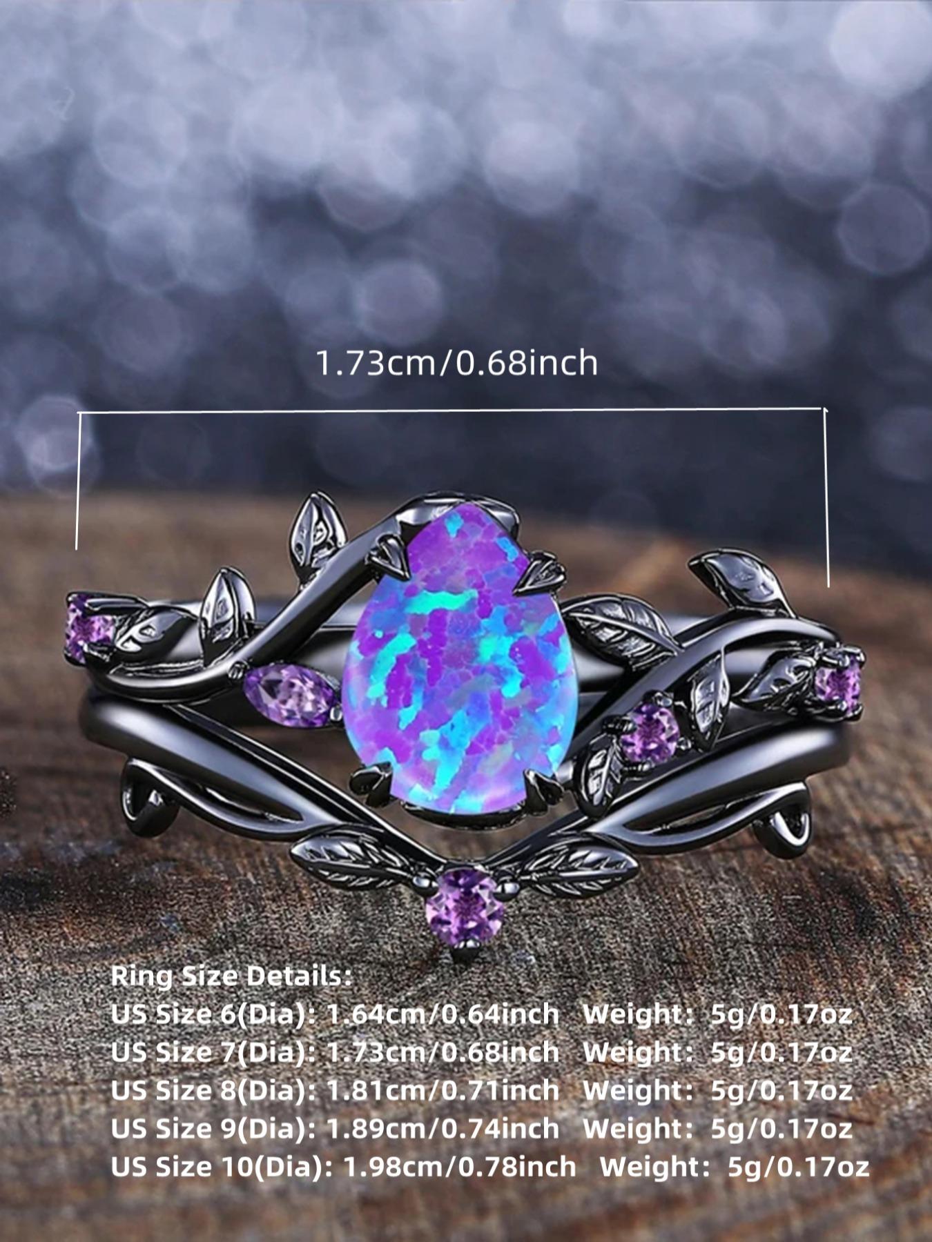 Unique Set with Artificial Gemstone Water Drop Design, Stackable Rings for Women, Bridal Engagement Ring Wedding Party Birthday Gift, Artificial Zircon Rings