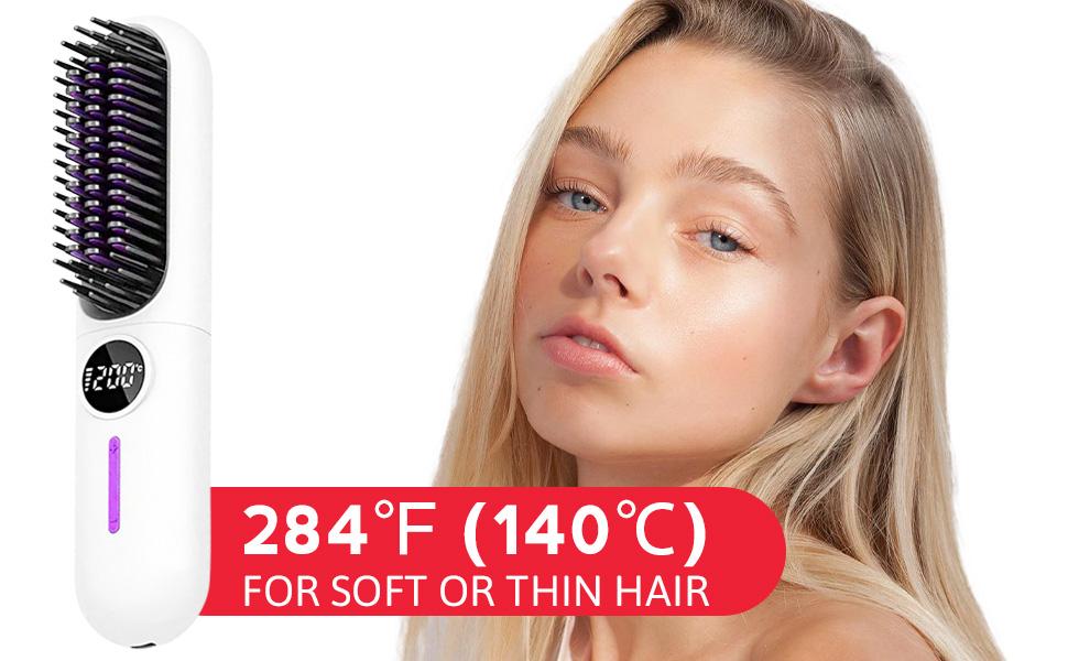 10 Count Wireless Hair Straightening Comb Kit Portable Fast Heat Adjustable Thermal Brush Cordless Straightener Heated Curler Lightweight