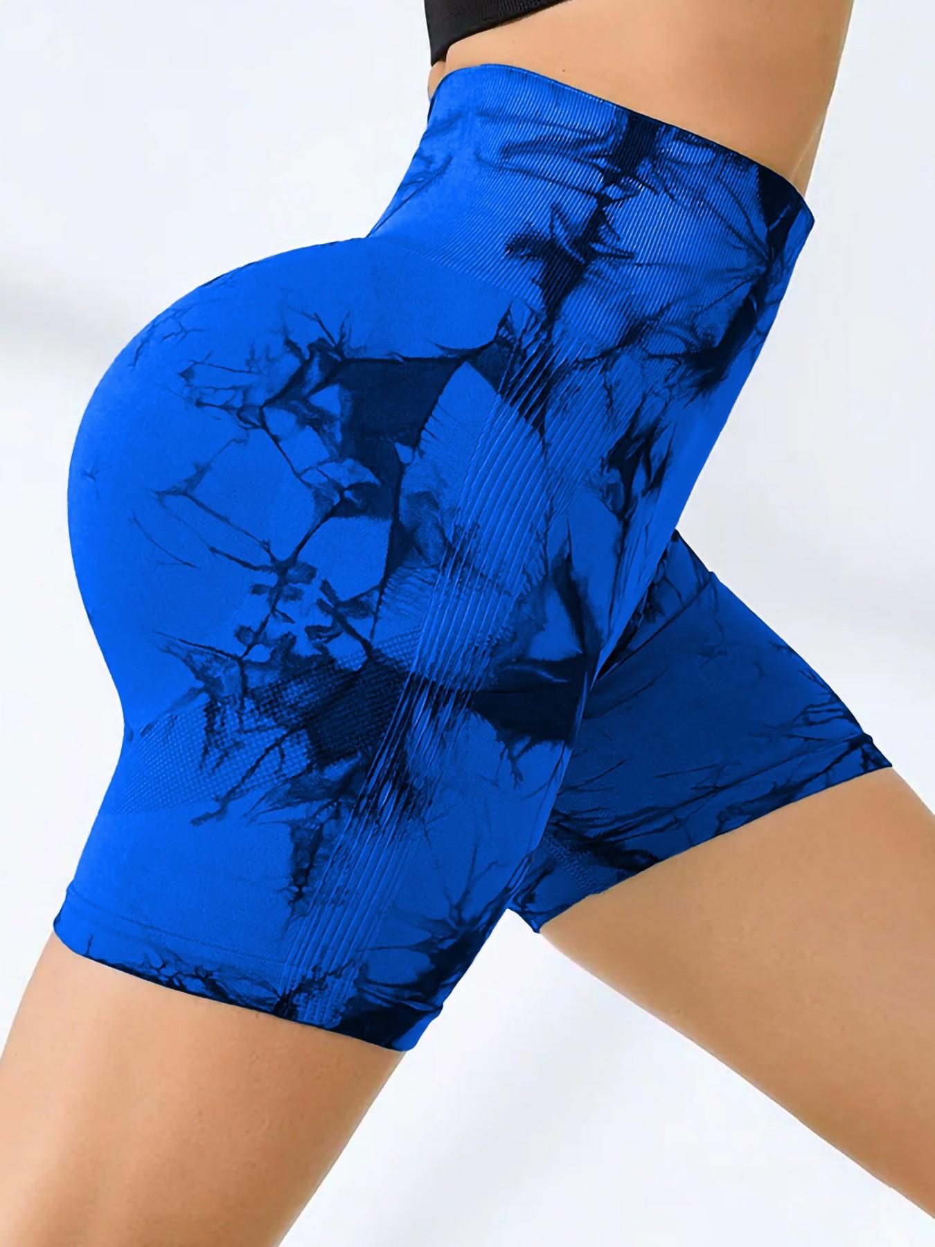 Women's High Waist Tie Dye Yoga Shorts, Elastic High Waist Butt Lifting Sport Pants, Seamless Slim Fit for Yoga and Running