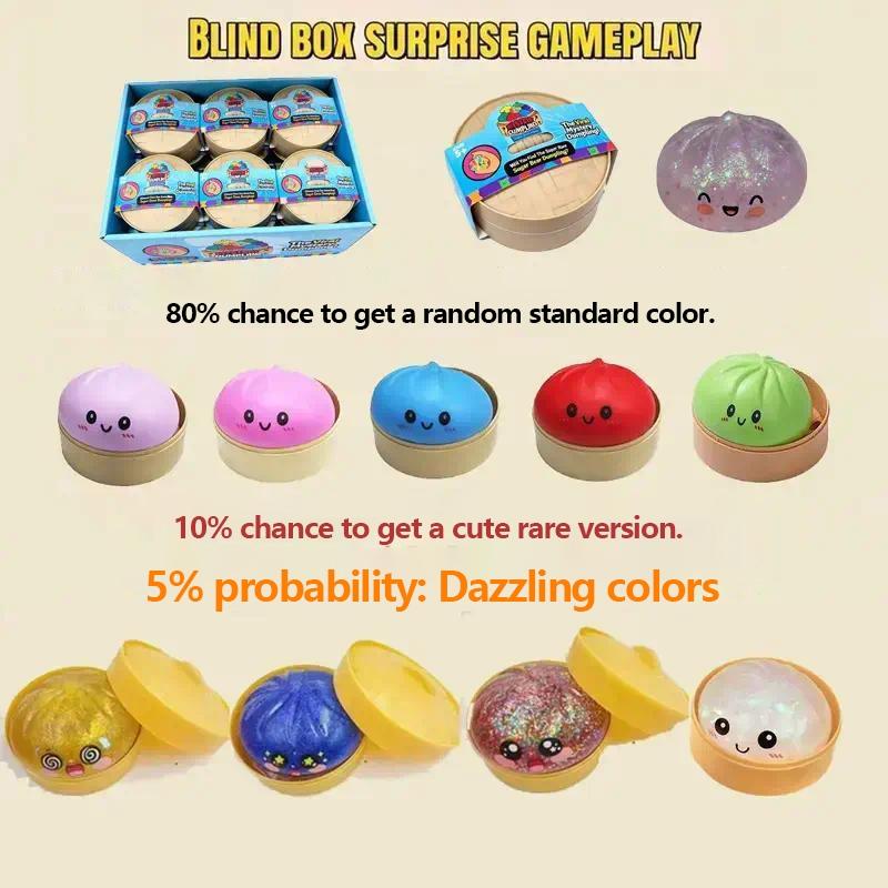 12pc Cute expression big bun decompression toy, relieves anxiety, dough decompression toy, soft TPR material, decompression artifact, unboxing surprise, holiday gift creativity, cute desktop accessories for office workers, Squishies, Soft Squishy