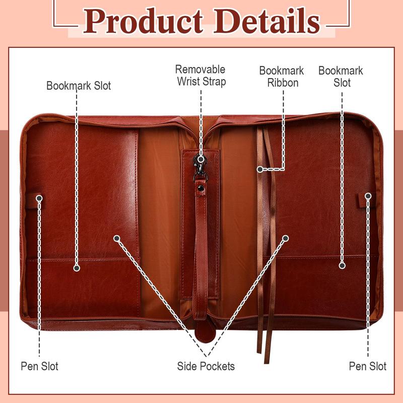 Christmas Gift Large Bible Case for Women with Pretty Floral Patterns and Bible Verses Bible Cover Case with Handle and Bookmark Leather Leather Book Case for Study Bible, Bible Study Supplies, Bible Journaling kit, Teacher Appreciation Gift