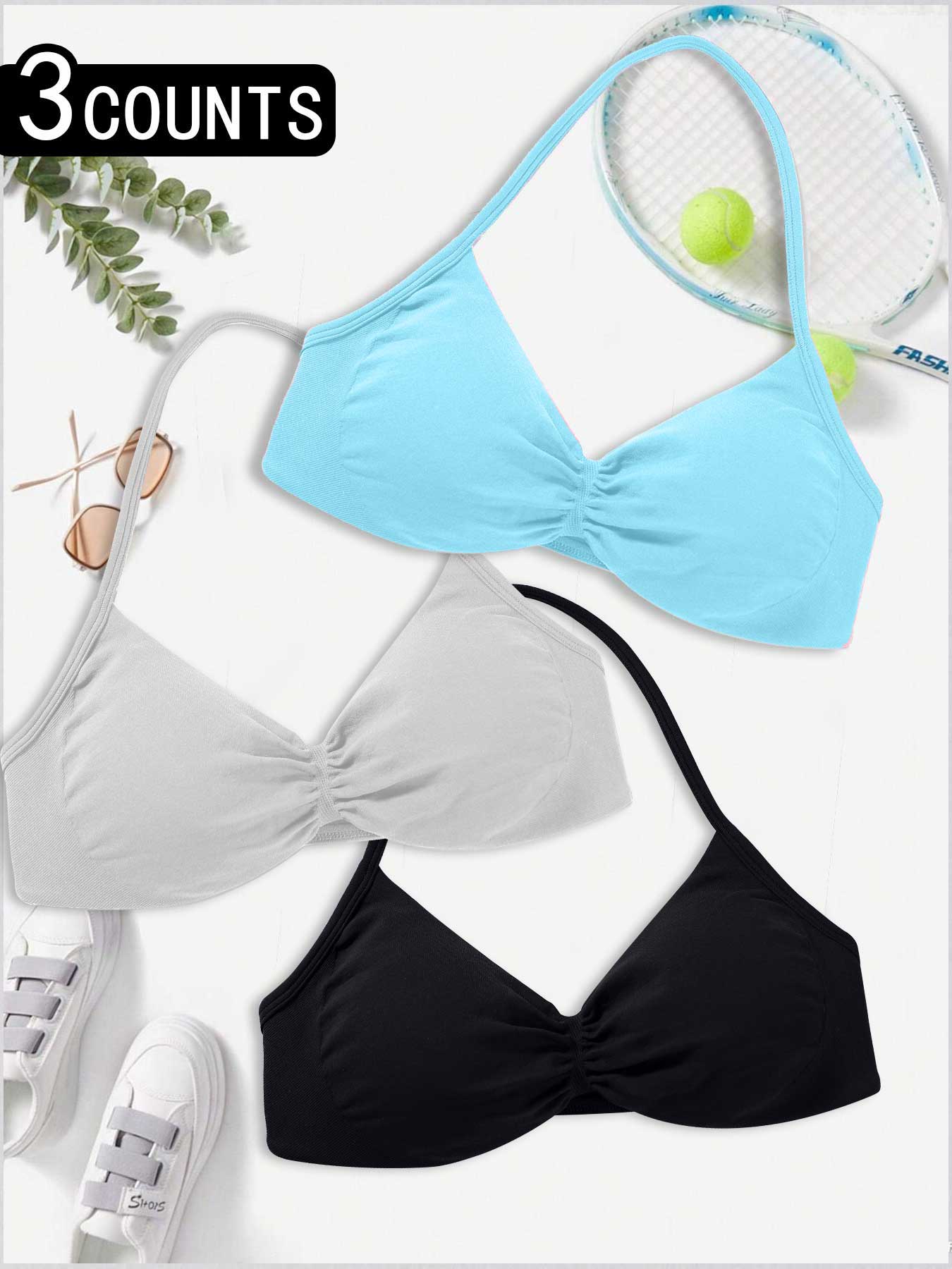 Three Pieces Set Women's Yoga Strappy Sports Bras, Backless Sports Bra, Sexy Halter-neck Bras, Comfortable and Breathable