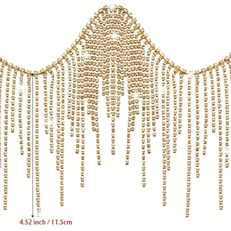 [Tassel Fringe Rhinestone Trim] 1 Yard Tassel Fringe Rhinestone Fringe Trim Rhinestone Ribbon Tassel Chain Diamond Crystal Tassel Fringe Trim