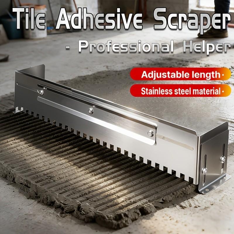600/800 Type Straight Slot Grout Scraper, Tile Laying Tool, Adjustable 300-600mm, 12mm Square Tooth Spatula, Thick Stainless Steel