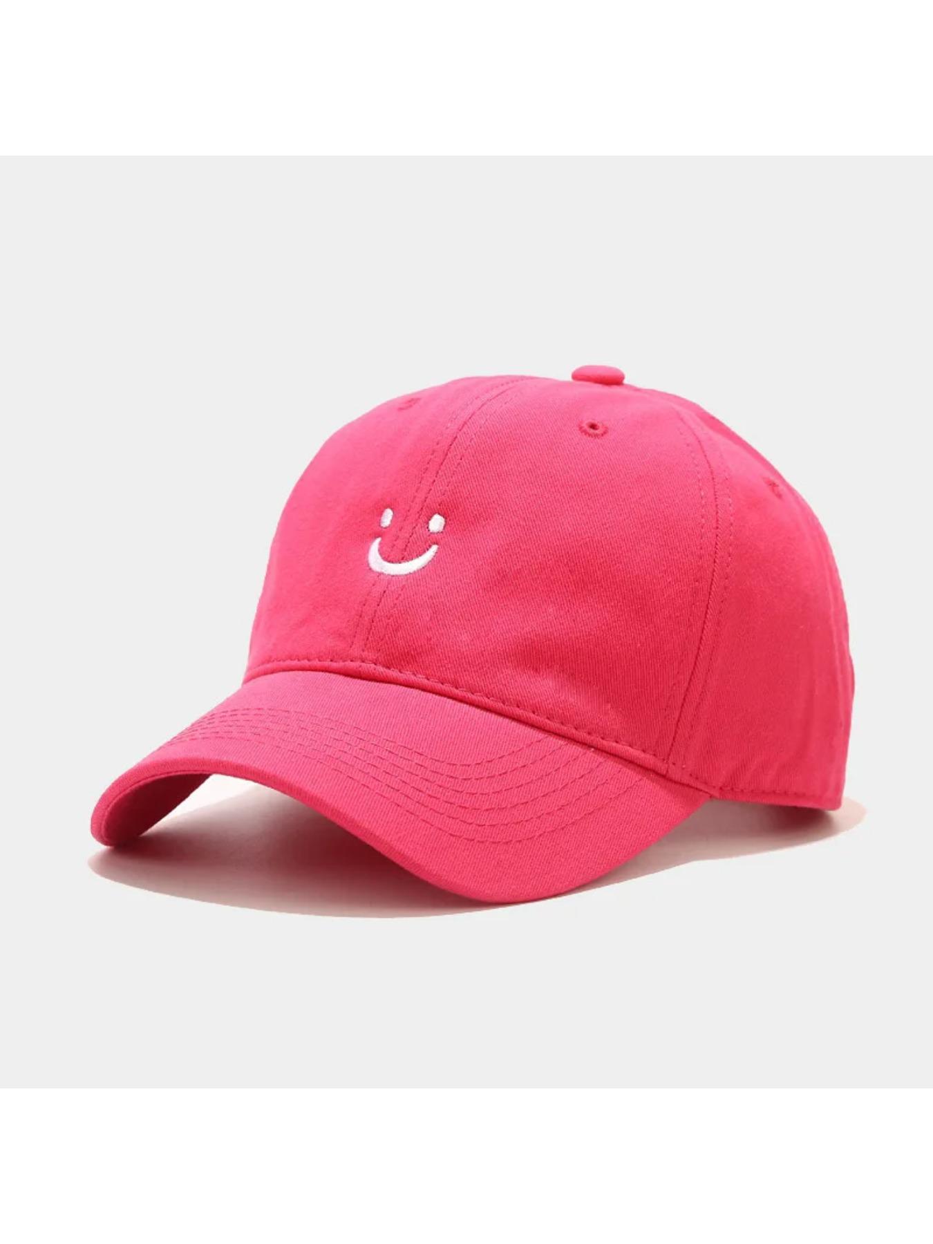 Soft Cotton Baseball Cap for Women Men Smile Face Embroidery Adjustable Low Profile Unstructured Snapback Dad Hat