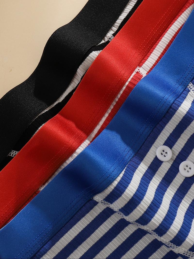 Women's Striped Print Boyshorts, Soft Comfy Breathable Panty for Daily Wear, Underwear for All Seasons, Soft Breathable Knicker, Womenswear, High Waist Panties, Casual Breathable Knicker