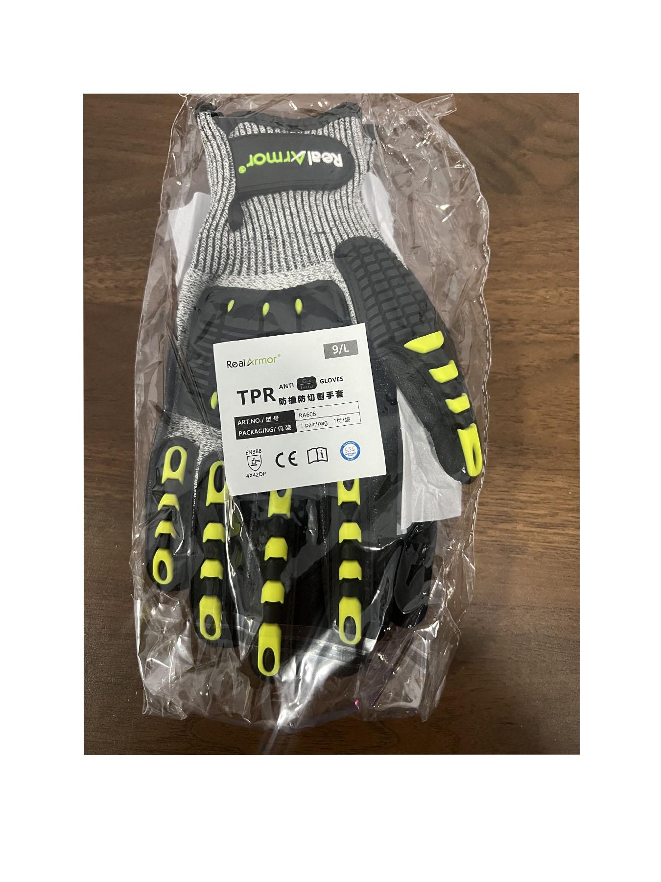 Men's Cut-Resistant Anti-Slip Safety Work Gloves With Grip, Glass Handling, Construction Safety, 5-Level Impact Resistance, Tpr Palm Protection