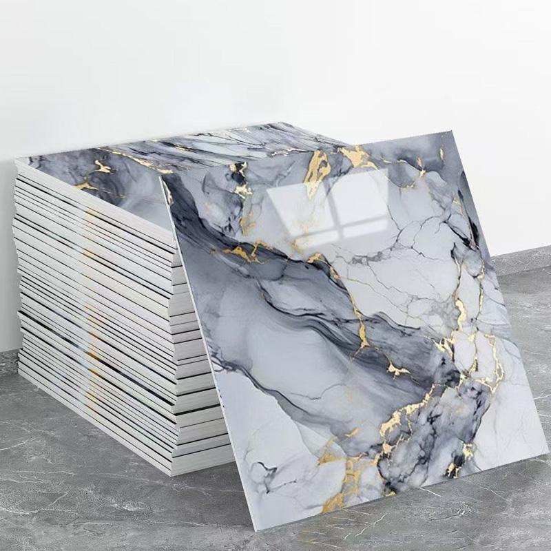 Self-Adhesive Waterproof Faux Marble Finish Marble Wall Stickers, Faux Tile Wallpaper for Renters, DIY Home Decor, Moisture Resistant, Easy Installation