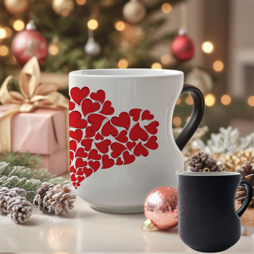 Mug with Heart Handle: Color-Changing Ceramic Thermos - Ideal for Halloween, Christmas, Valentine's Day, Mother's Day, and Father's Day (11 oz/330 ml)