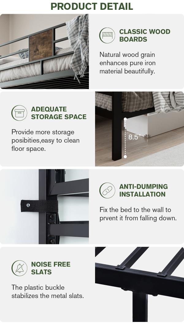 MUTICOR Bunk Bed Twin Over Twin Size with Ladder and Full-Length Guardrail,【Frame Only No Mattress】Storage Space, No Box Spring Needed, Black#TikTokShopBlackFriday #ChristmasGifts MUTICOR Bunk Bed Twin Over Twin Size with Ladder and Full-Length Guardrail,【Frame Only No Mattress】Storage Space, No Box Spring Needed, Black#TikTokShopBlackFriday #ChristmasGifts