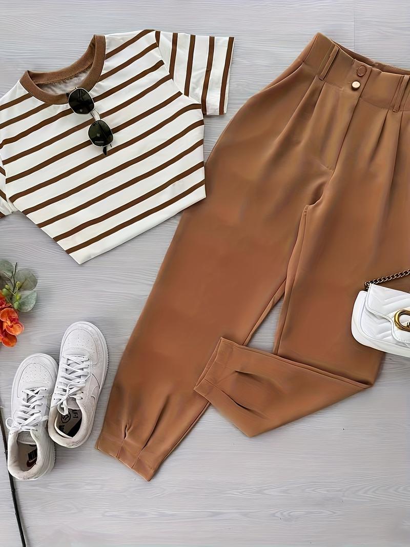 Autumn Fashion Women's Two-Piece Set, Casual Commuter Long Pants, Stylish Fall Clothing for Daily Wear, Comfortable and Trendy