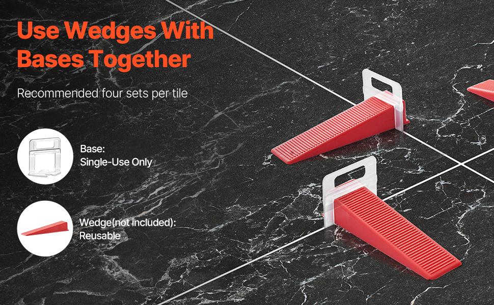 VEVOR Tile Leveling System Clips, 2200-Piece DIY Tile Leveler Spacers, 1/16(1.5 mm) Tile Leveler Clips, Tile Leveling System Tile Installation Tools for Professional Ceramic Tile, Stone Installation