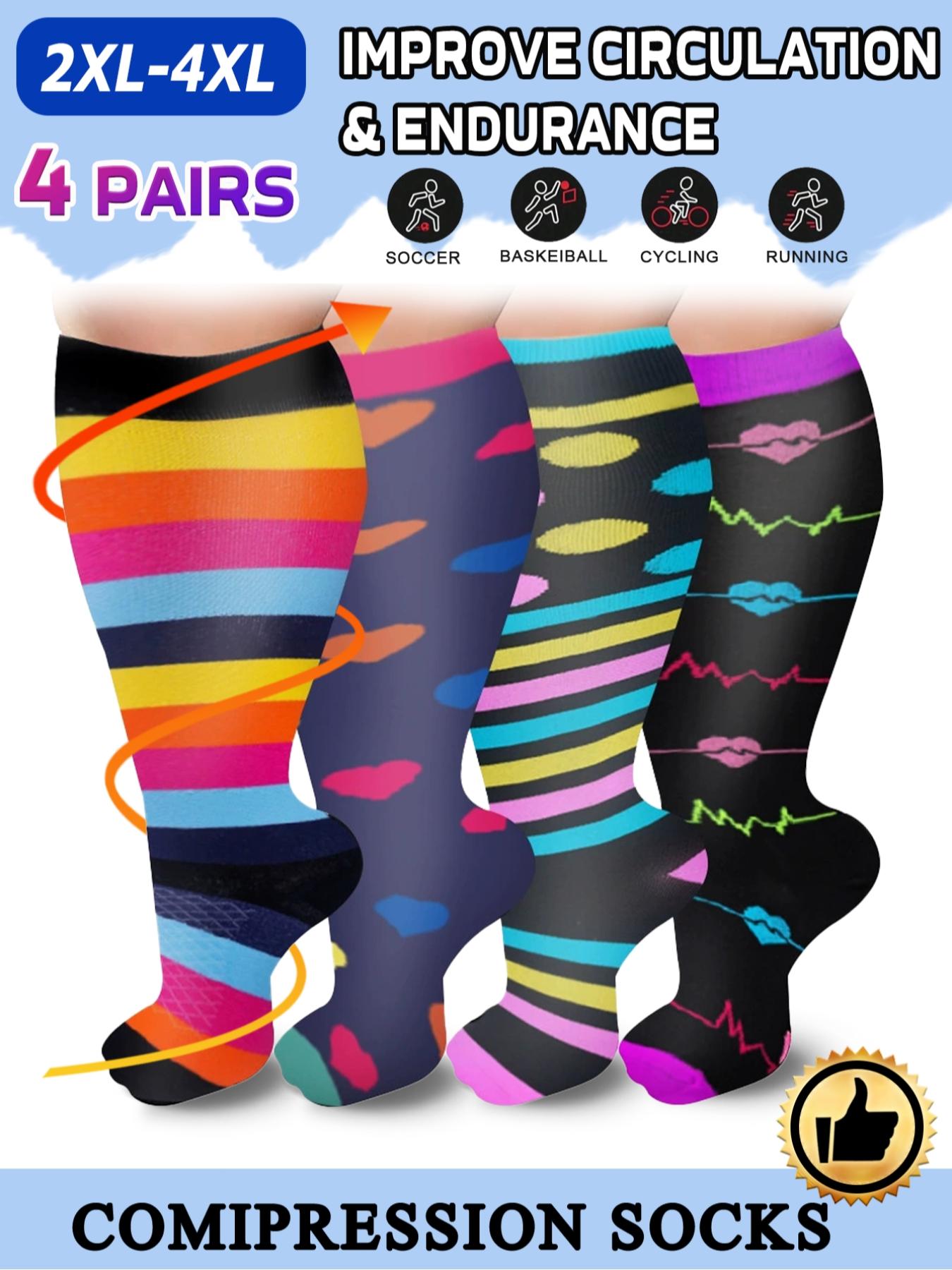 Women's Plus Size Compression Socks, Sports Running Socks for Circulation, Nurses, Pregnant Women, Sports Socks for Women, Compression Athletic Socks