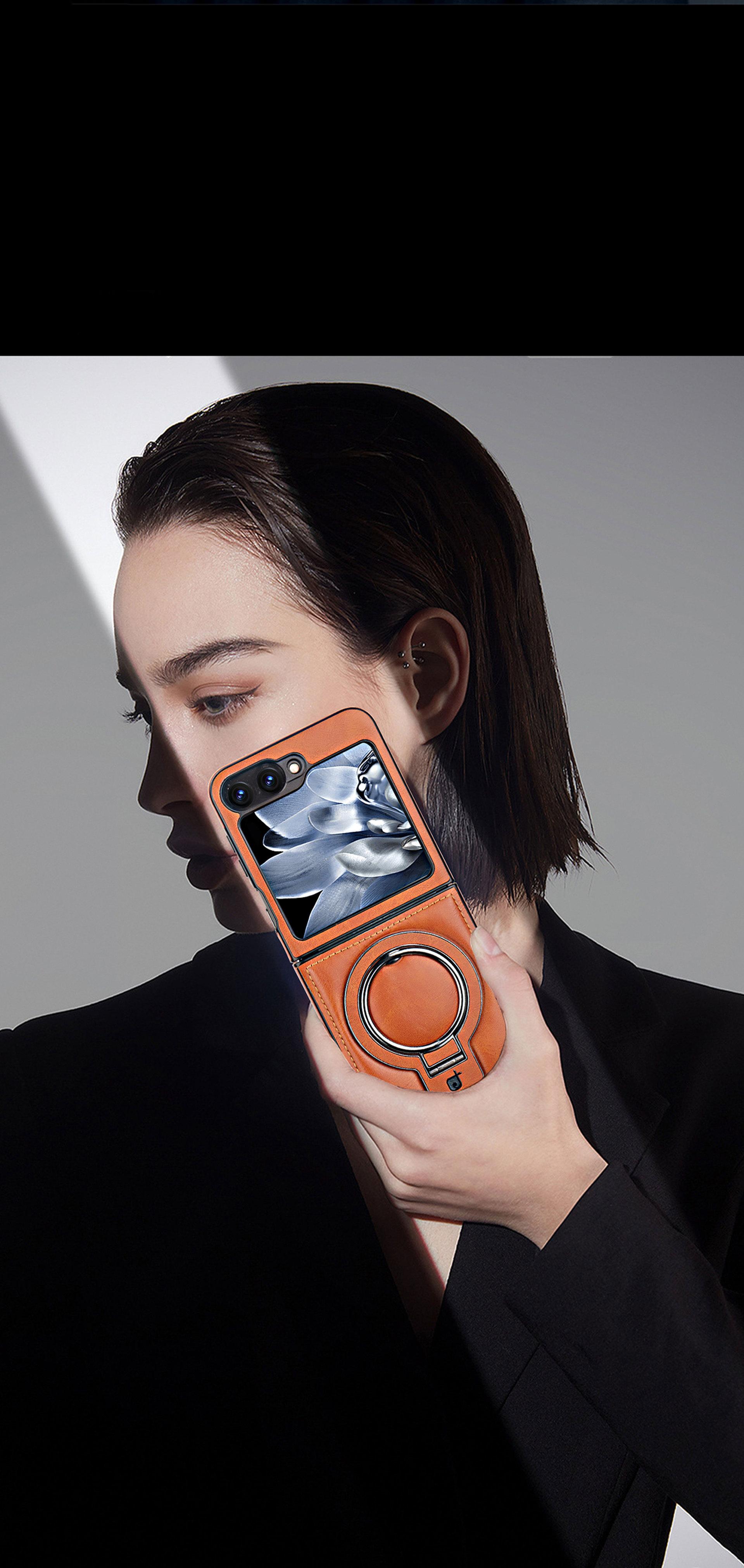 Magnetic suction Leather phone case for  Z Flip 6 /Z Flip 5/ Z Flip 4/3 Business phone case