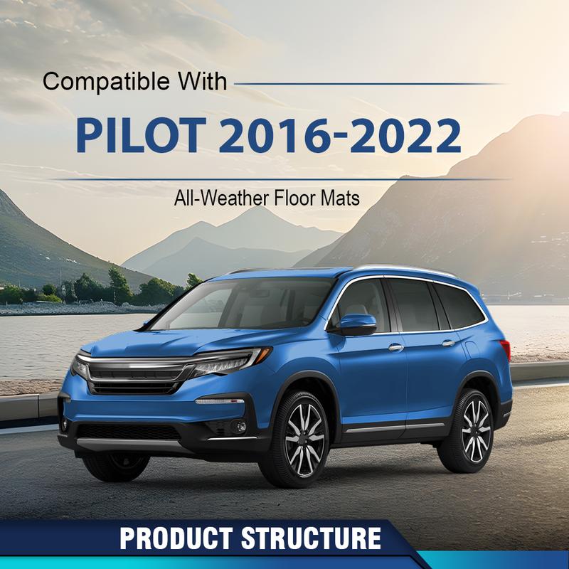 CROSSDESIGN All Weather TPE Car Floor Mats Liner Waterproof  Protection Floor Mats Fit for 2016-2022 Honda Pilot  Floor Mats Black