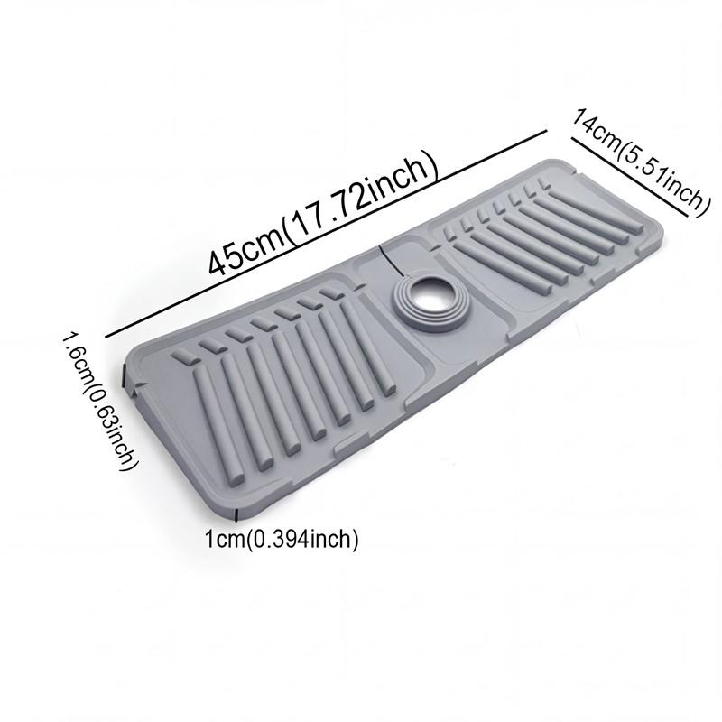 1pc Silicone Sink Faucet Splash Guard with Sloped Drainage, High Backing Water Catcher Mat, Non-Slip Sink Organizer Tray for Soap & Sponge, Waterproof Countertop Protector for Kitchen & Bathroom