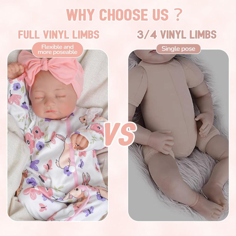 BABESIDE Reborn Baby Dolls - 17/20 Inch Cute Soft Vinyl Realistic Baby Doll Girl Poseable Smiling Real Life Rebornbabydoll with Complete Accessories for 3+ Years Old Gifts