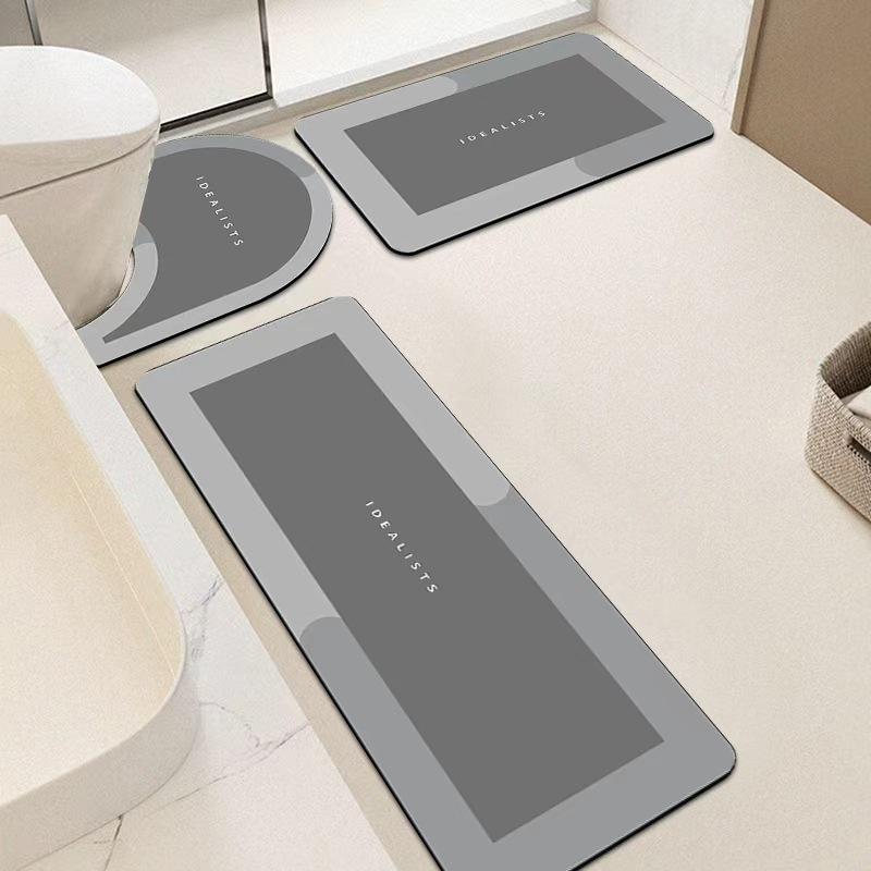 Soft Absorbent Non Slip Bathroom Mat Set, 3 Counts/set including Washable Rug & Toilet U Shaped Mat & Entrance Door Mat, Home Decor