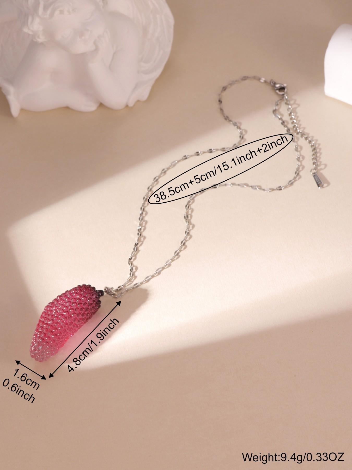 Edgy Girly 3D Fruit Shape Silver Necklace Lightweight Music Festival For Women