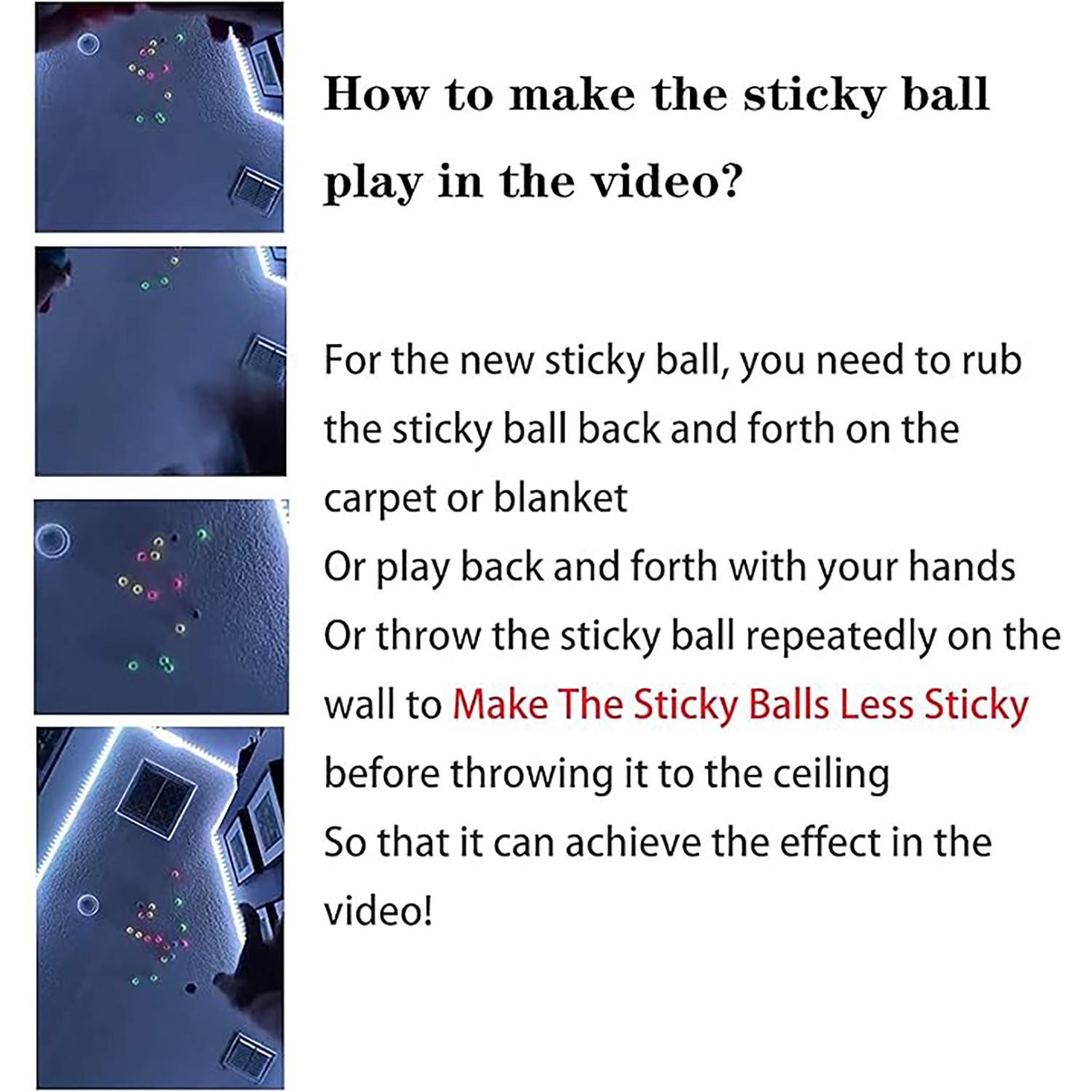 Night Light Ceiling Stuck Target Ball, Interactive Stress Relief Ball, 6 Colors, Fun Wall Stick Ball, Throwing Toy for Kids