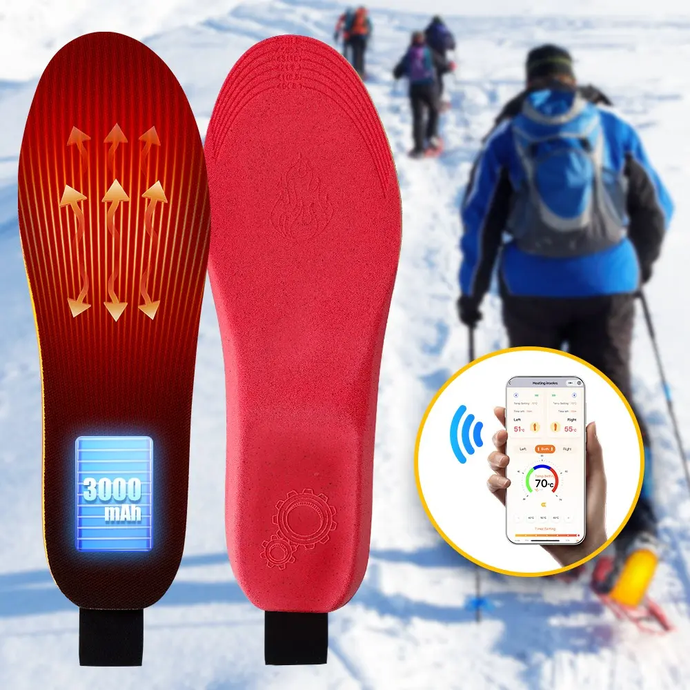 Wireless Control Anti-Pressure Heated Insoles, APP & Button Dual Control, 3 Heat Settings, Long Battery Life, Breathable Odorproof, Winter Foot Warmers