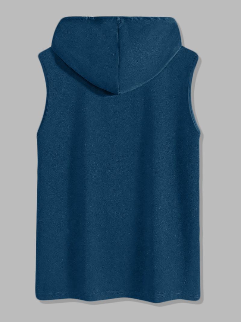 Men's Regular Fit Letter Print Hooded Tank Top, Casual Sleeveless Hoodie Vest for Daily Wear, Fashion Men's Clothes for Summer, Sweatshirts, Menswear, Classic Fit Hoodie