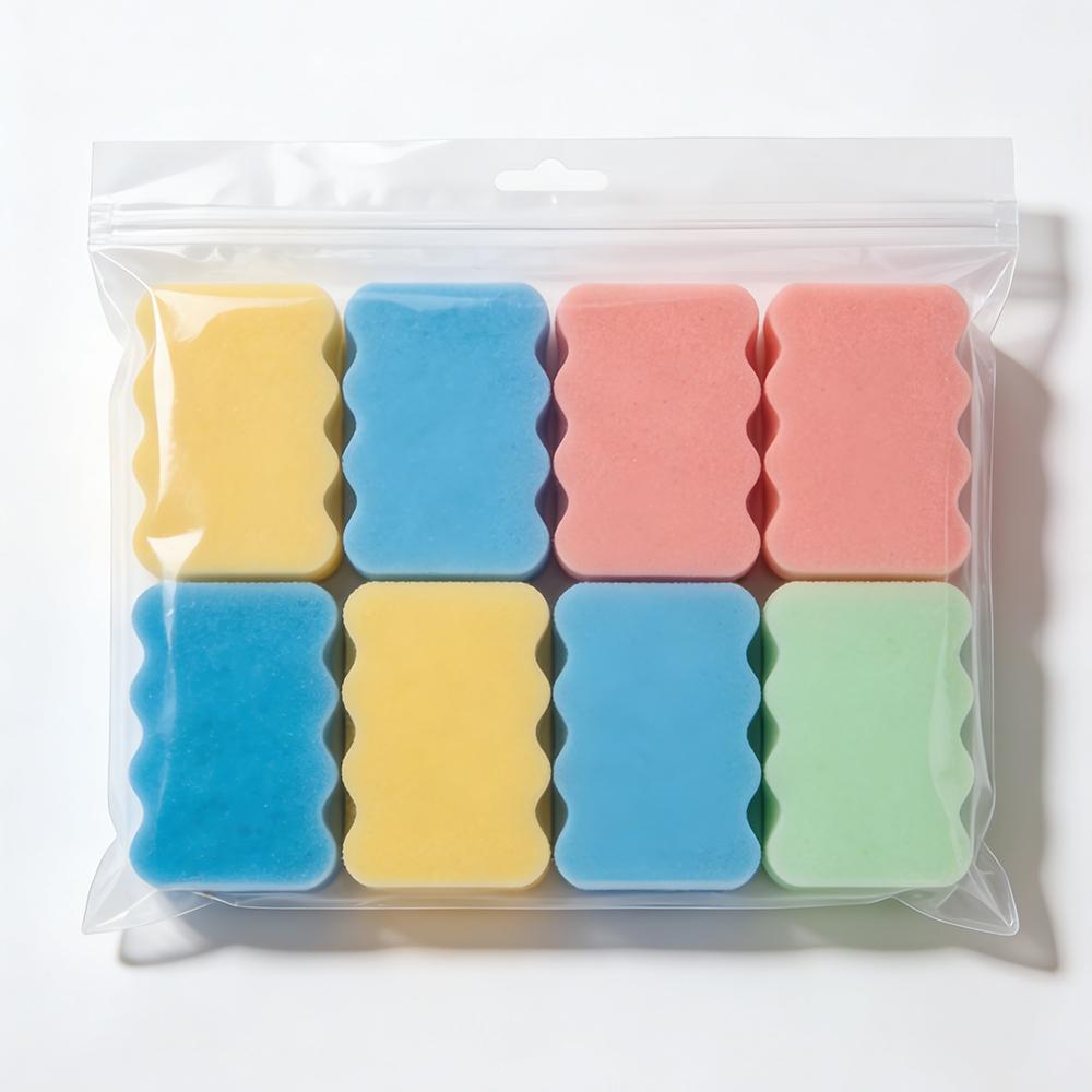 Wave Edge Cleaning Sponge Set, Soft Non-Scratch Kitchen Sponges, Deep Clean Oil Stains, Simple Fresh Design, Daily Household Use