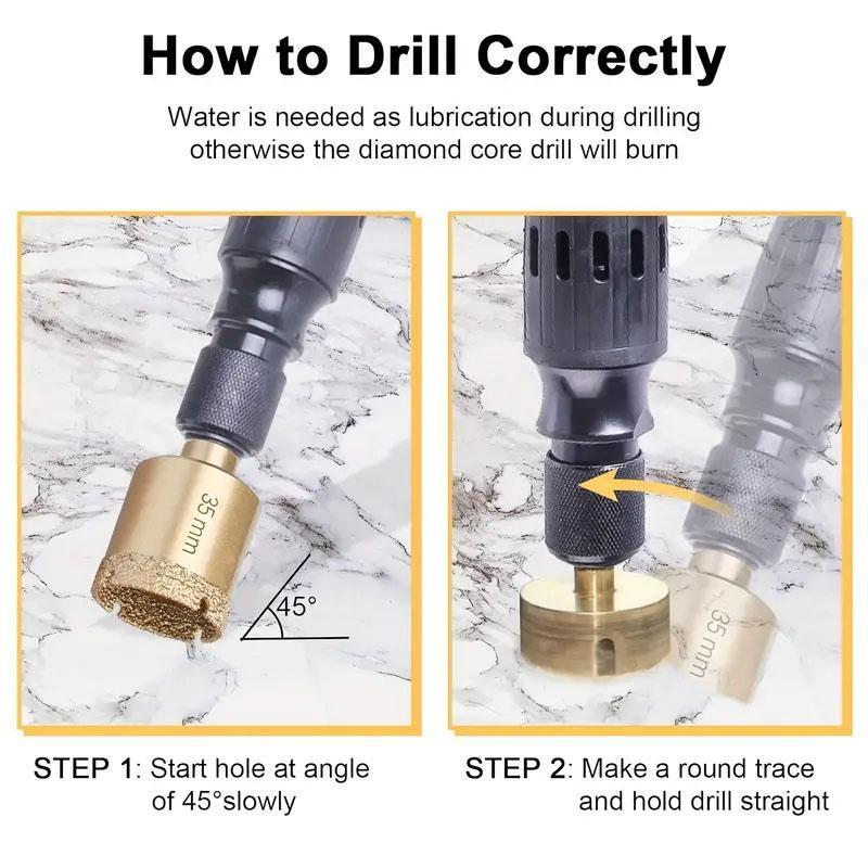 【Black Friday】12pcs 6-35mm Diamond Coated Drill Bits Set Hole Saw Kit Hand Tools for Glass Marble Granite Stone Tile Ceramic Cutting Hardware Industrial Power Tool Accessories