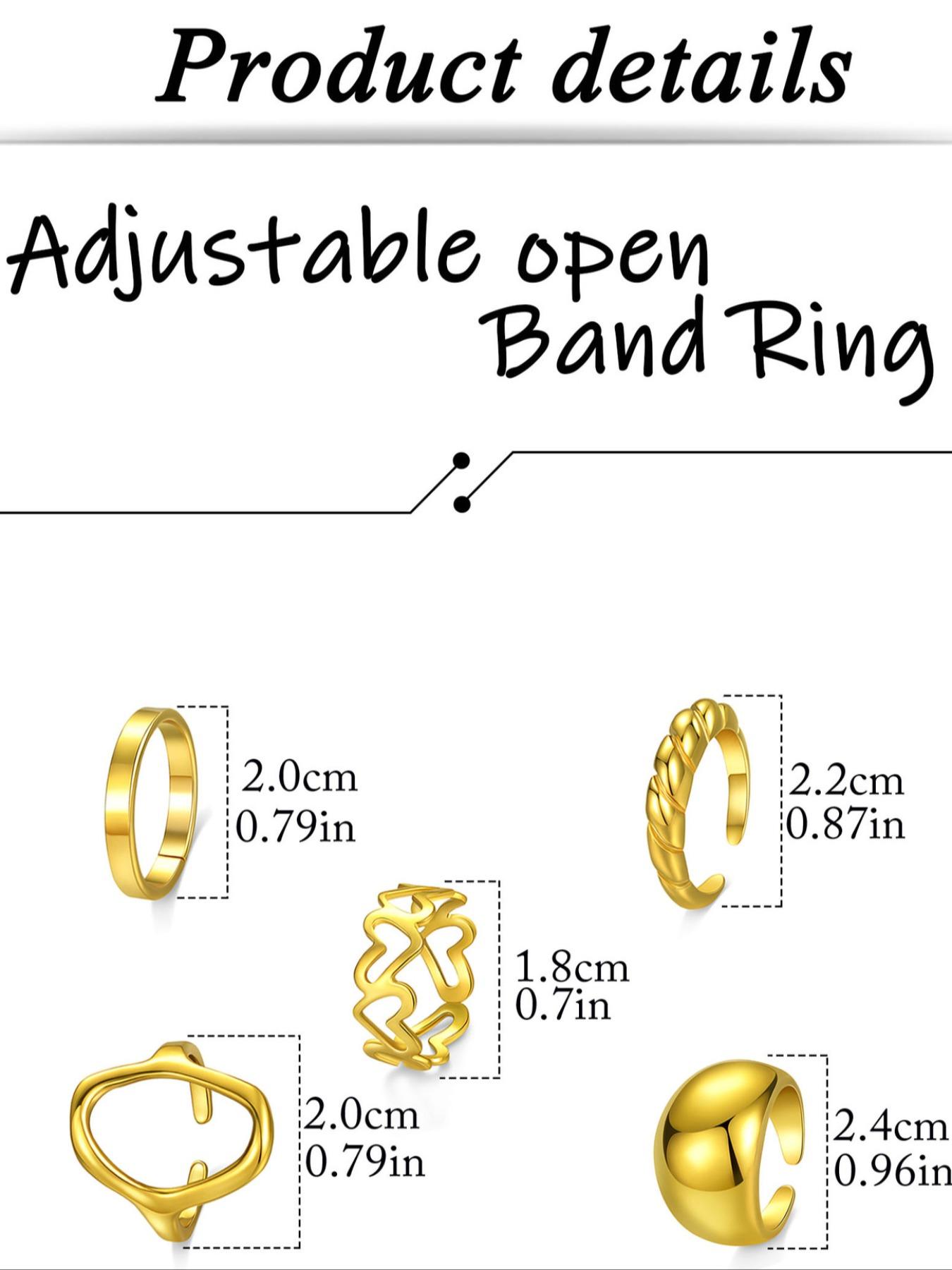 12 Pcs Stacked Rings Set, 18k Gold Plated, Open Jump Ring, Heart Pattern, Casual Style, All Seasons, Sizes 4-9, Silver Color